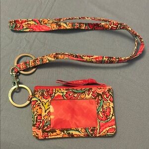 Vera Bradley Pink and Green 🩷💚 Key 🔑 Card Money 💵 ID Holder & Detachable Lanyard